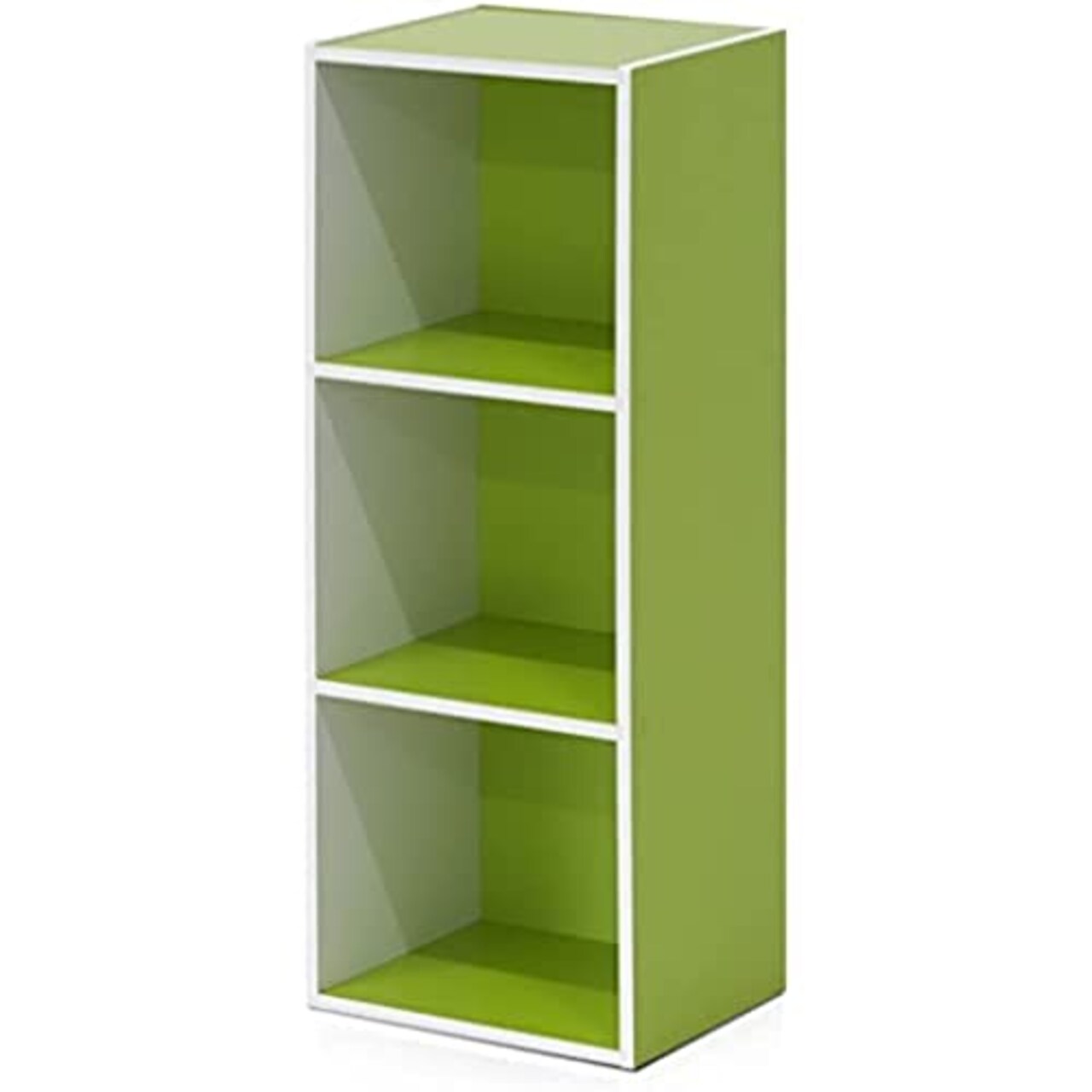 Furinno Pasir 3 Tier Open Shelf Bookcase White Green 11003WH GR